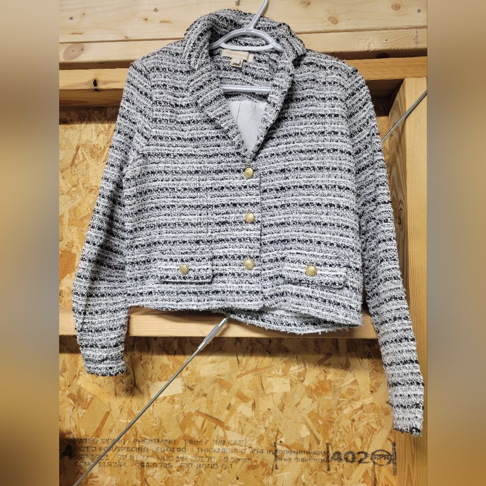Monteau Los Angeles NWOT Women's Tweed Crop Blazer Size Medium